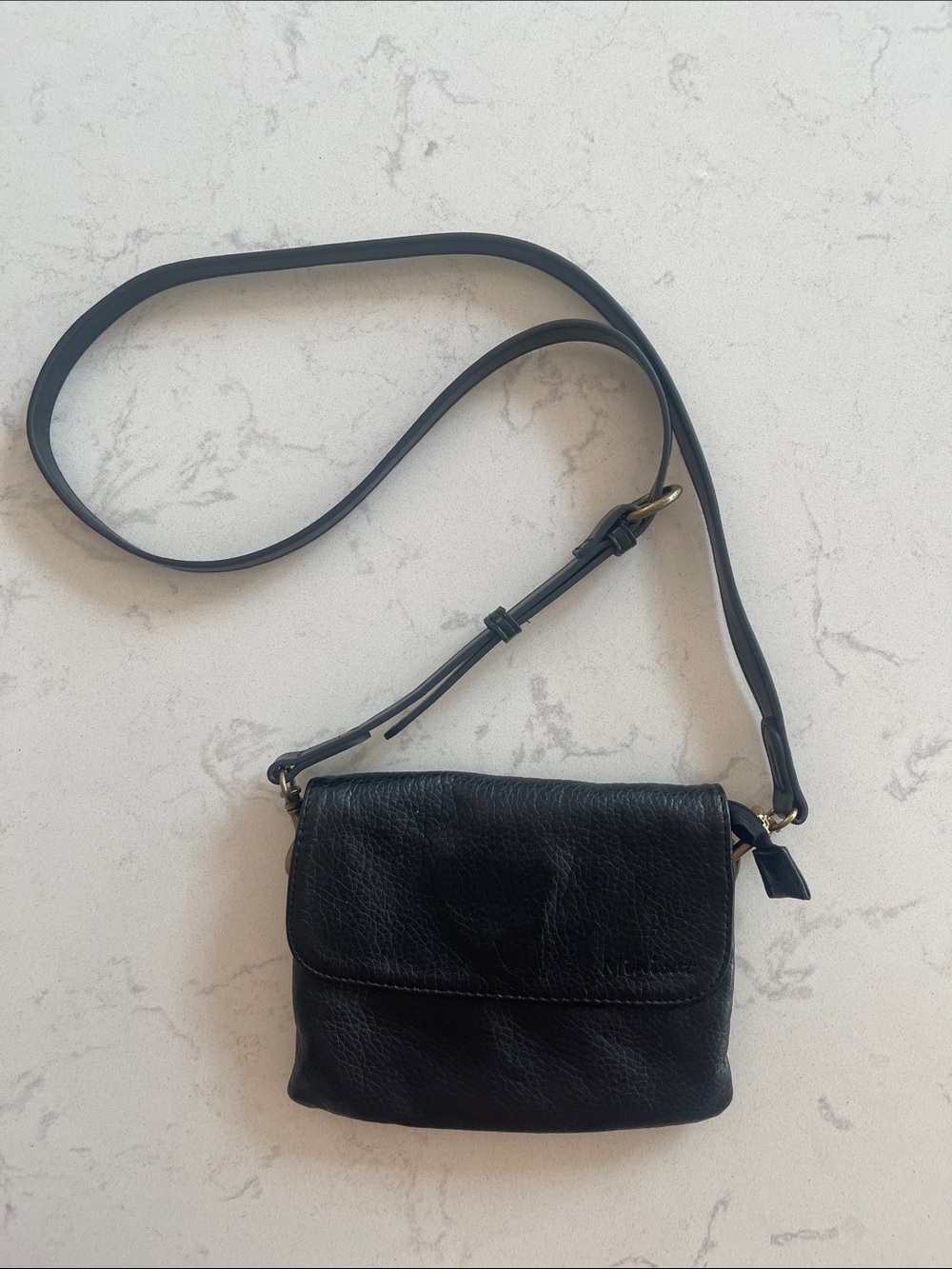 MINICAT Black Pebbled Faux Leather Small Crossbody Bag Purse Organizer